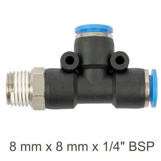 AIRCRAFT Pu Hose Fitting Tee 8mm X 8mm X 1/4'm